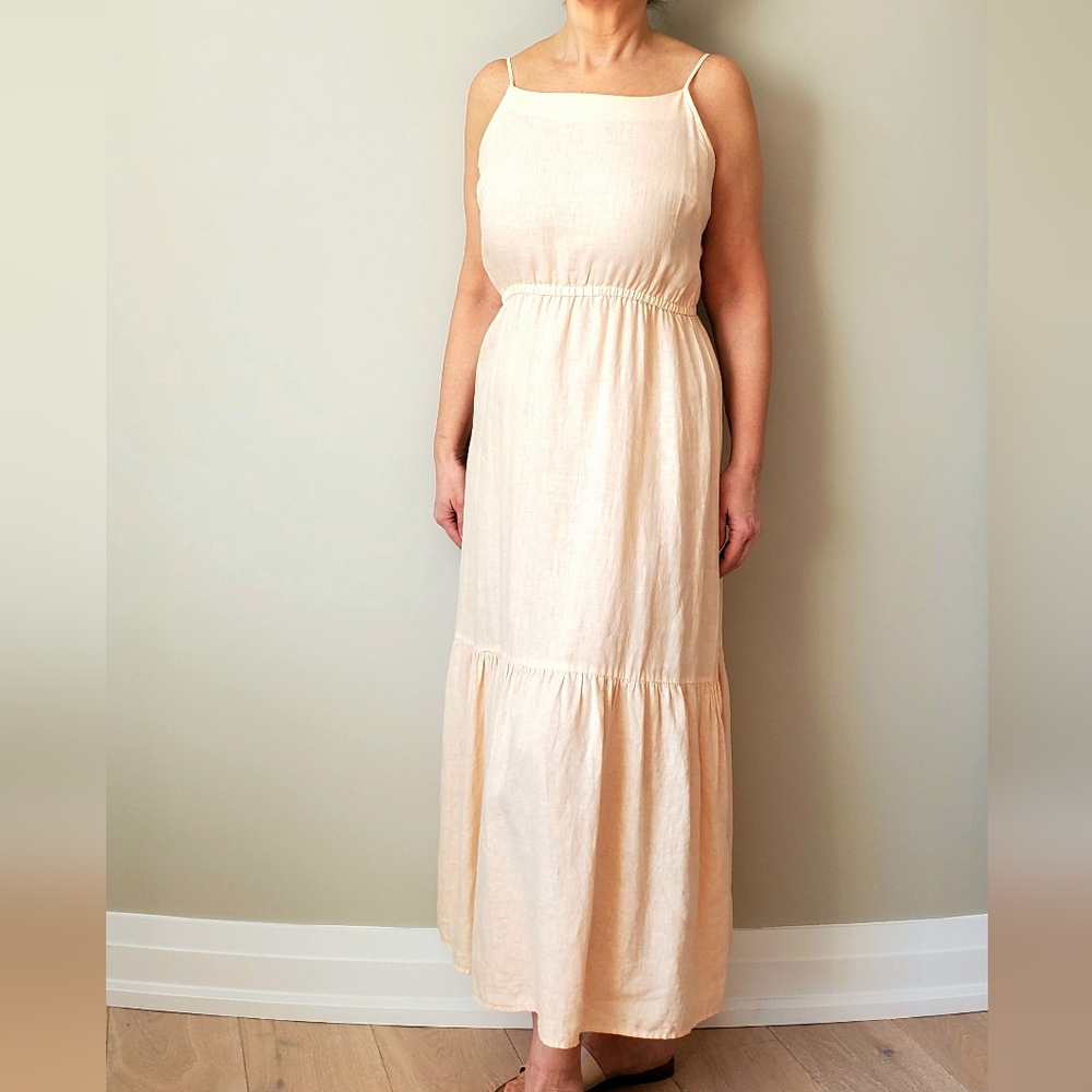 Anthropologie Cloth & Stone Peach Cream Maxi Linen Dress